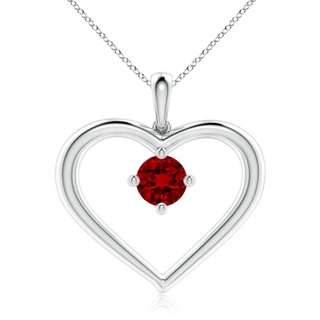 7mm Labgrown Lab-Grown Solitaire Ruby Heart Pendant in S999 Silver