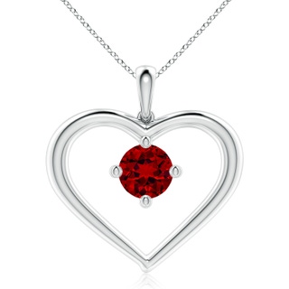 8mm Labgrown Lab-Grown Solitaire Ruby Heart Pendant in S999 Silver