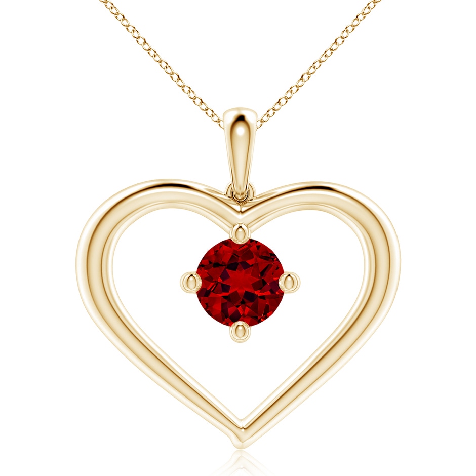 8mm Labgrown Lab-Grown Solitaire Ruby Heart Pendant in Yellow Gold 