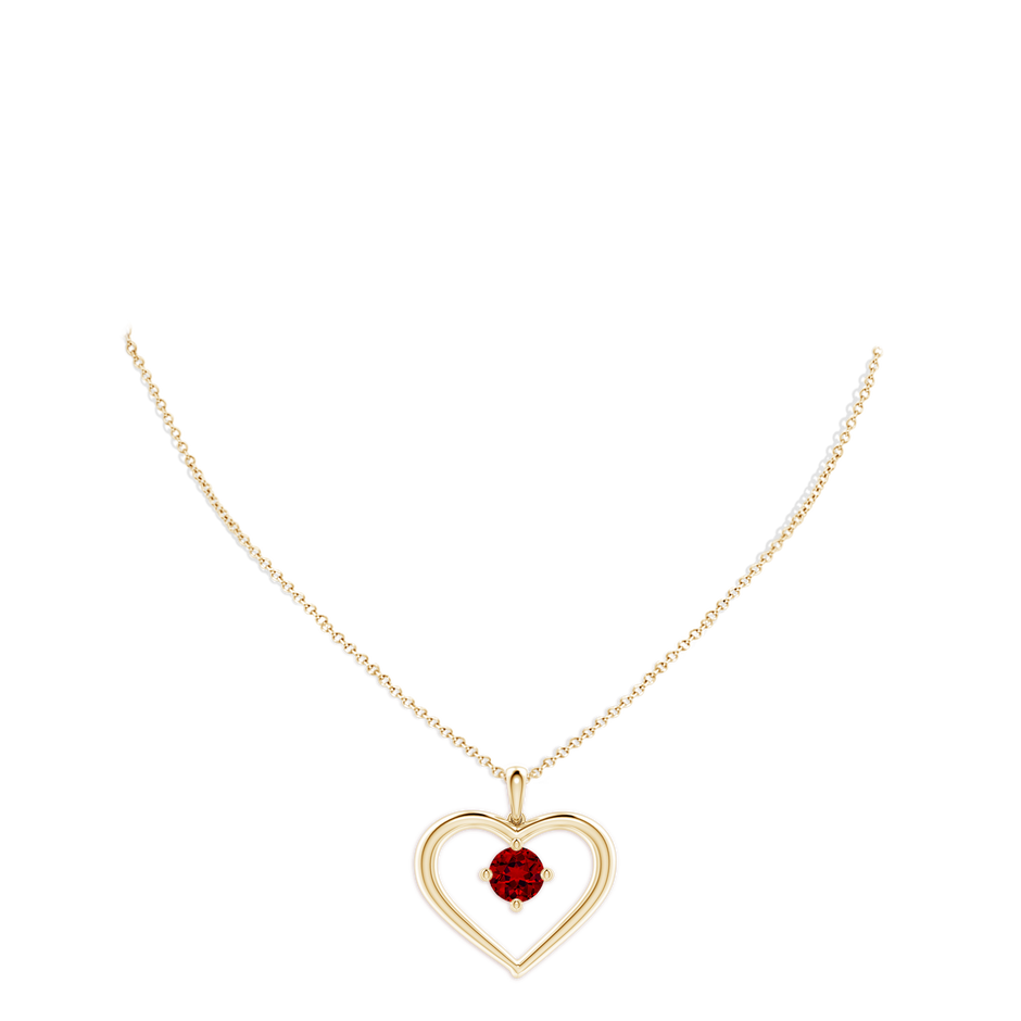 8mm Labgrown Lab-Grown Solitaire Ruby Heart Pendant in Yellow Gold pen