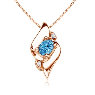 7x5mm Labgrown Shell Style Oval Lab-Grown Fancy Intense Blue and White Diamond Pendant in 9K Rose Gold