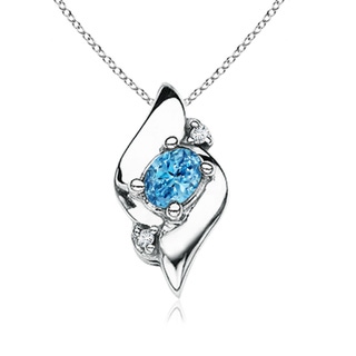 7x5mm Labgrown Shell Style Oval Lab-Grown Fancy Intense Blue and White Diamond Pendant in P950 Platinum