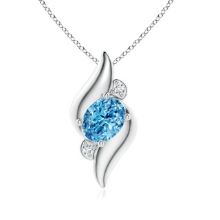 8x6mm Labgrown Shell Style Oval Lab-Grown Fancy Intense Blue and White Diamond Pendant in P950 Platinum