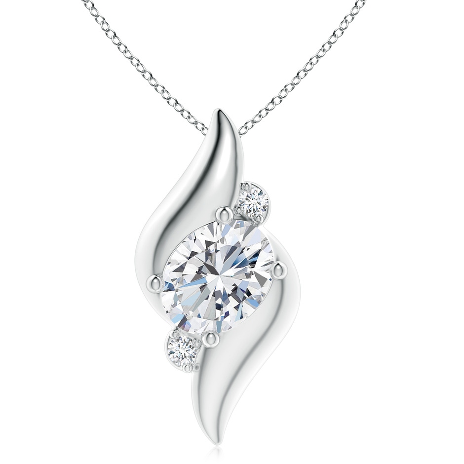 11.5x9mm FGVS Lab-Grown Shell Style Oval Diamond Pendant in P950 Platinum 
