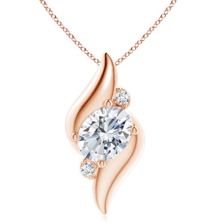 11.5x9mm FGVS Lab-Grown Shell Style Oval Diamond Pendant in Rose Gold