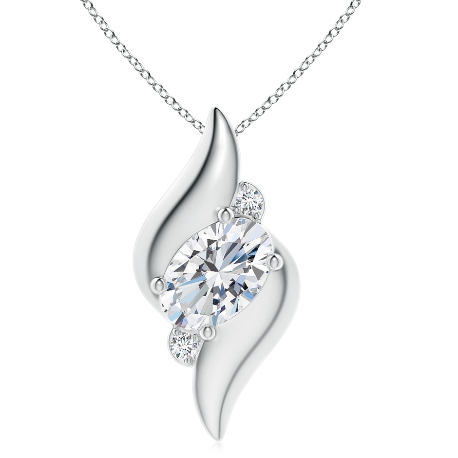 12x8mm FGVS Lab-Grown Shell Style Oval Diamond Pendant in P950 Platinum 