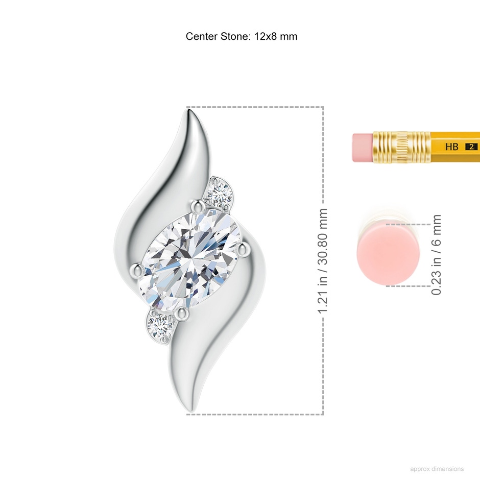 12x8mm FGVS Lab-Grown Shell Style Oval Diamond Pendant in P950 Platinum ruler