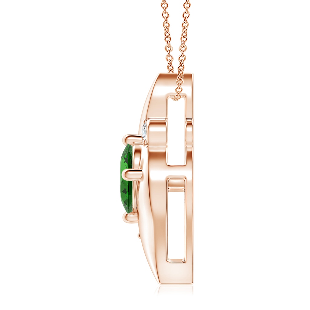 10x8mm Labgrown Lab-Grown Shell Style Oval Emerald and Lab Diamond Pendant in Rose Gold - side 199