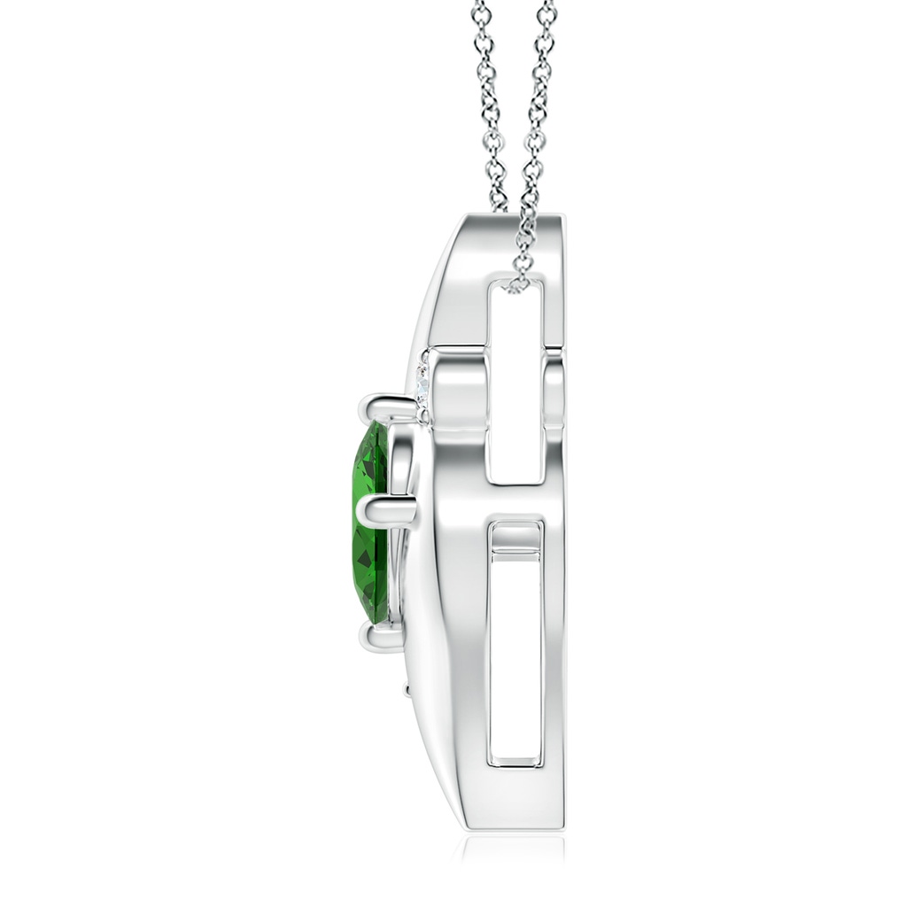 10x8mm Labgrown Lab-Grown Shell Style Oval Emerald and Diamond Pendant in White Gold Side 199