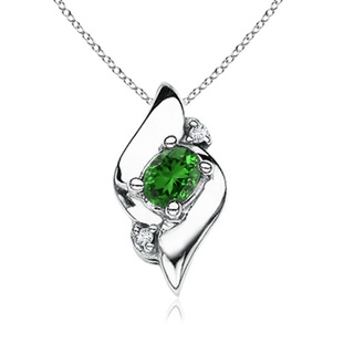 4x3mm Labgrown Lab-Grown Shell Style Oval Emerald and Diamond Pendant in P950 Platinum
