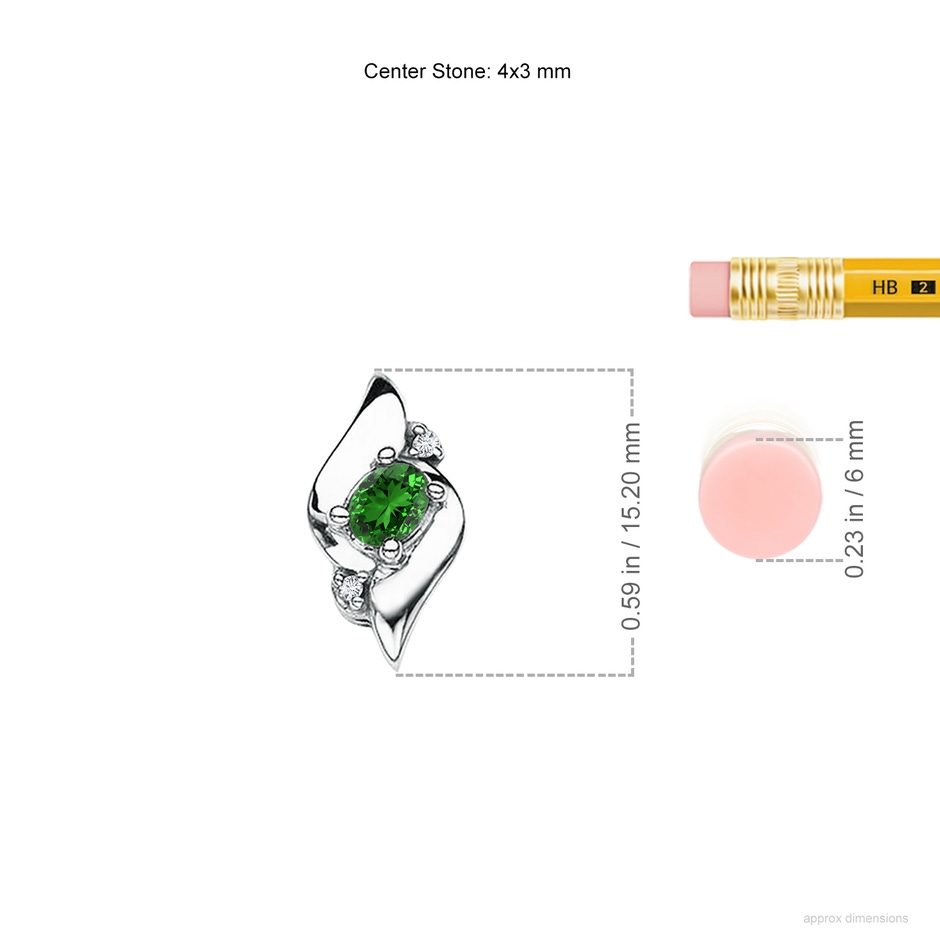 4x3mm Labgrown Lab-Grown Shell Style Oval Emerald and Lab Diamond Pendant in P950 Platinum ruler