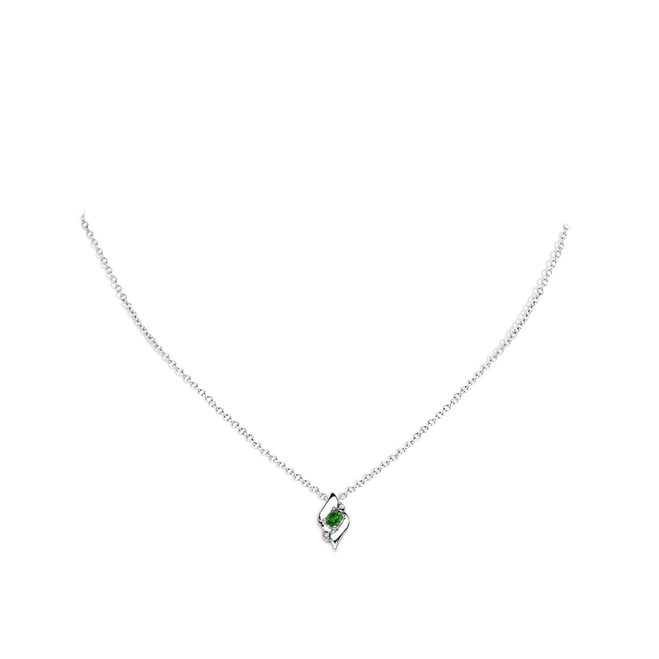 4x3mm Labgrown Lab-Grown Shell Style Oval Emerald and Lab Diamond Pendant in P950 Platinum pen