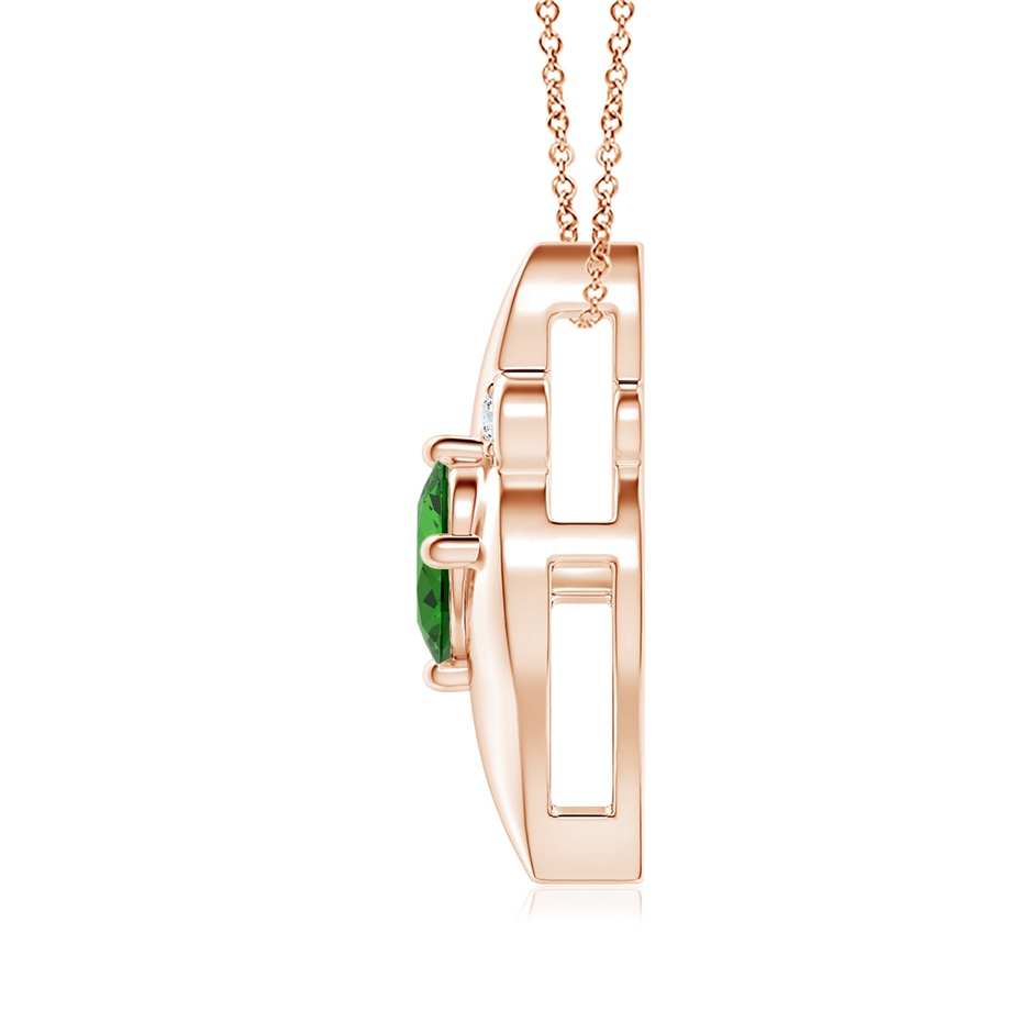 8x6mm Labgrown Lab-Grown Shell Style Oval Emerald and Lab Diamond Pendant in Rose Gold side 199