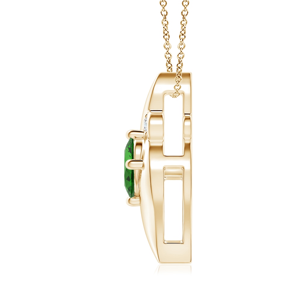 8x6mm Labgrown Lab-Grown Shell Style Oval Emerald and Lab Diamond Pendant in Yellow Gold - side 199