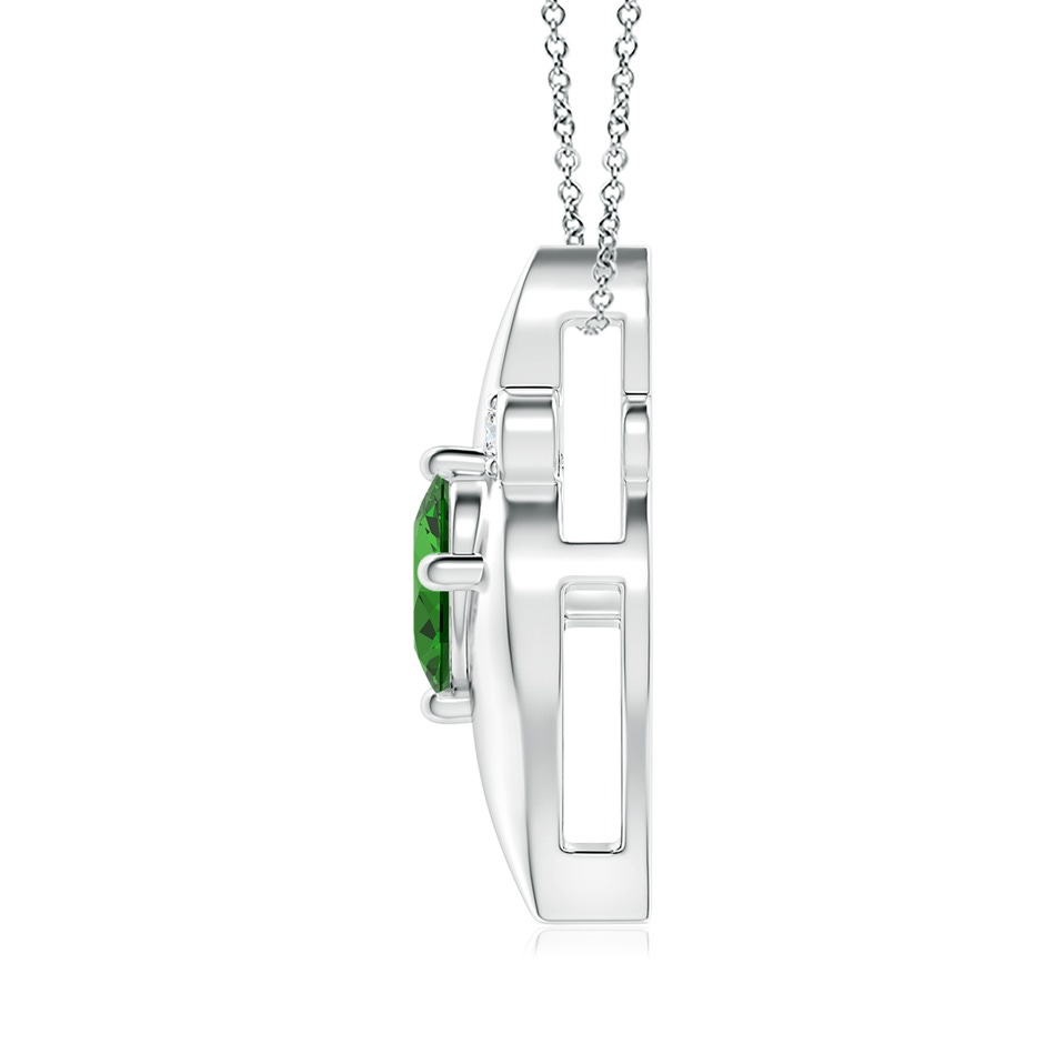 9x7mm Labgrown Lab-Grown Shell Style Oval Emerald and Lab Diamond Pendant in White Gold side 199
