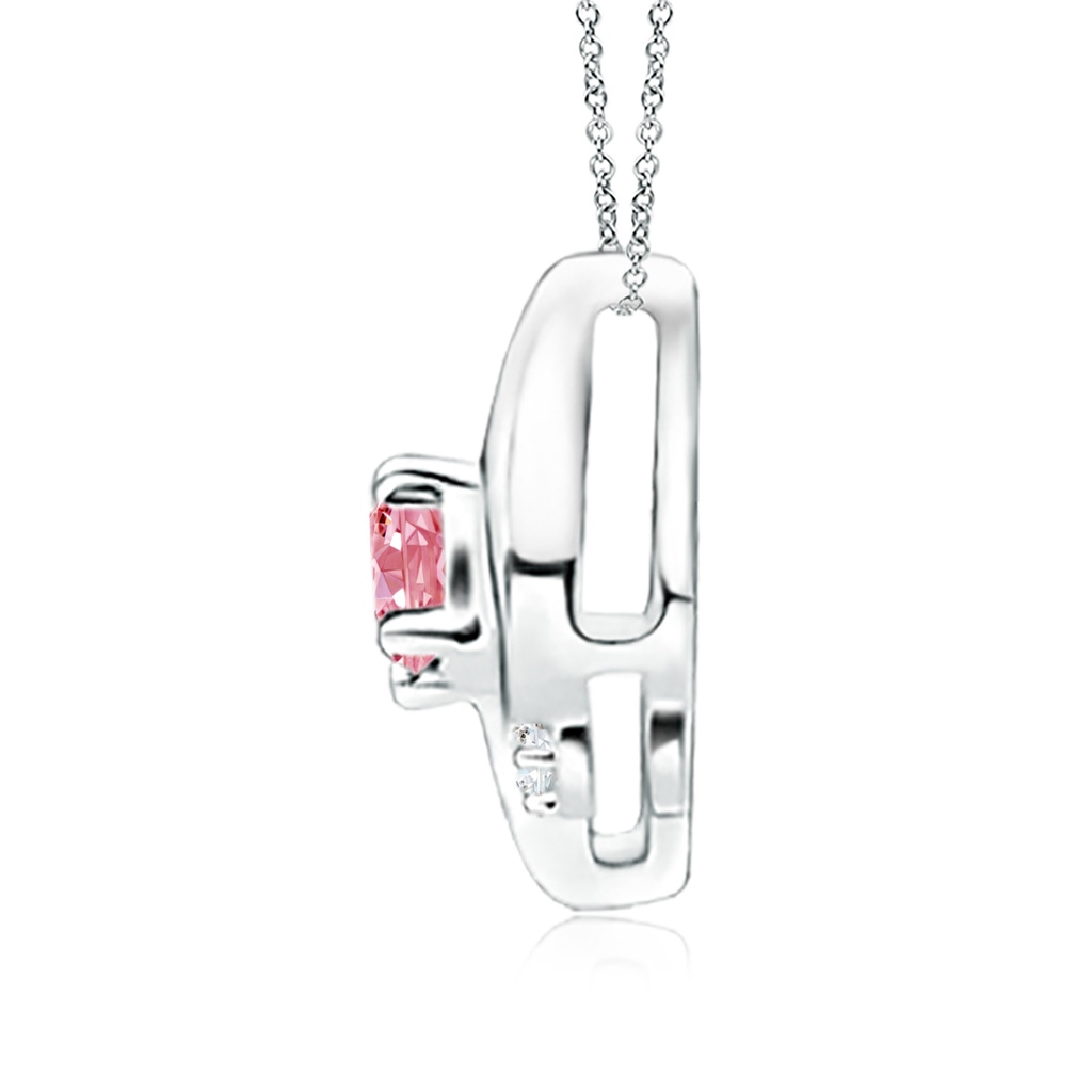 7x5mm Labgrown Shell Style Oval Lab-Grown Fancy Intense Pink and White Diamond Pendant in P950 Platinum - side 199
