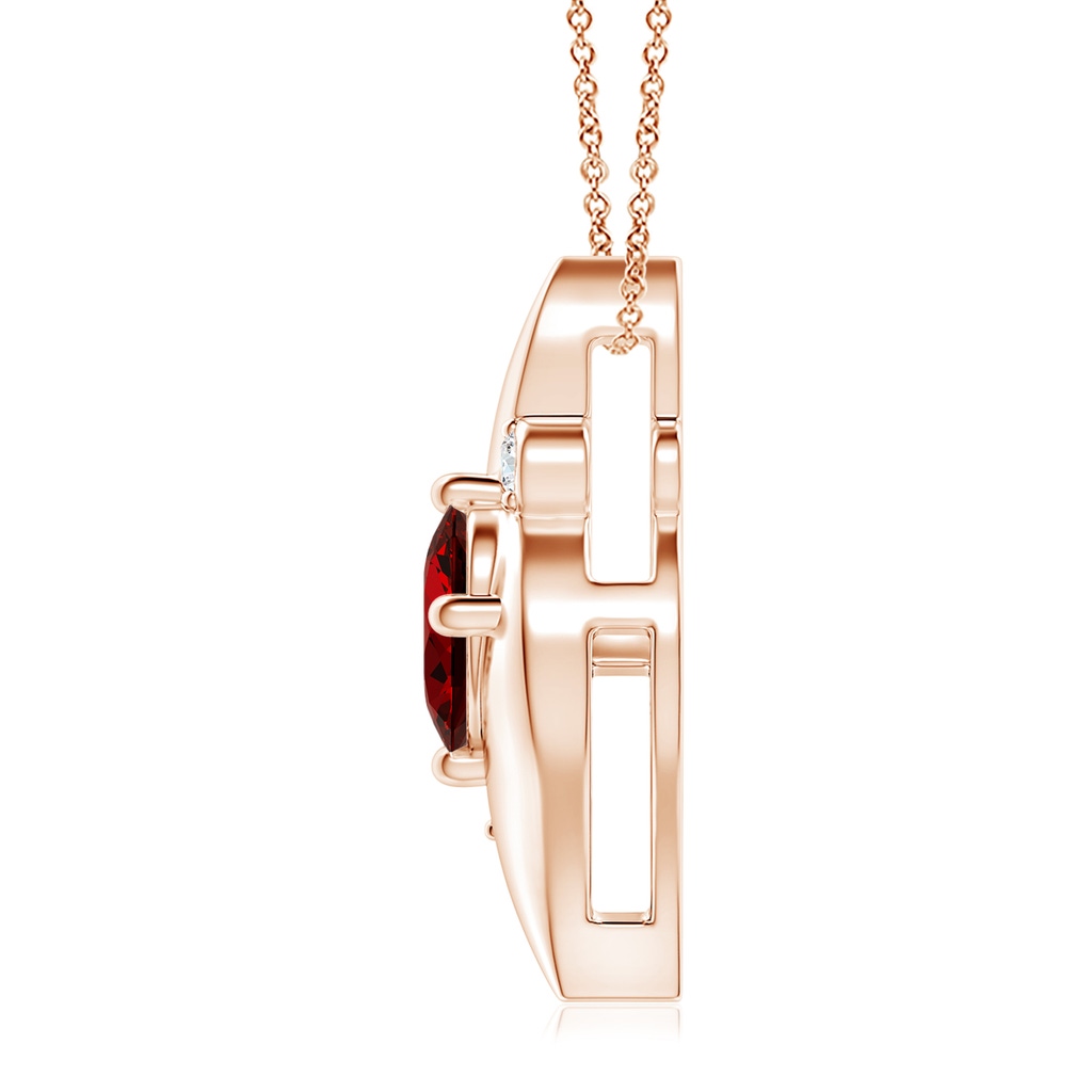 10x8mm Labgrown Lab-Grown Shell Style Oval Ruby and Lab Diamond Pendant in Rose Gold - side 199