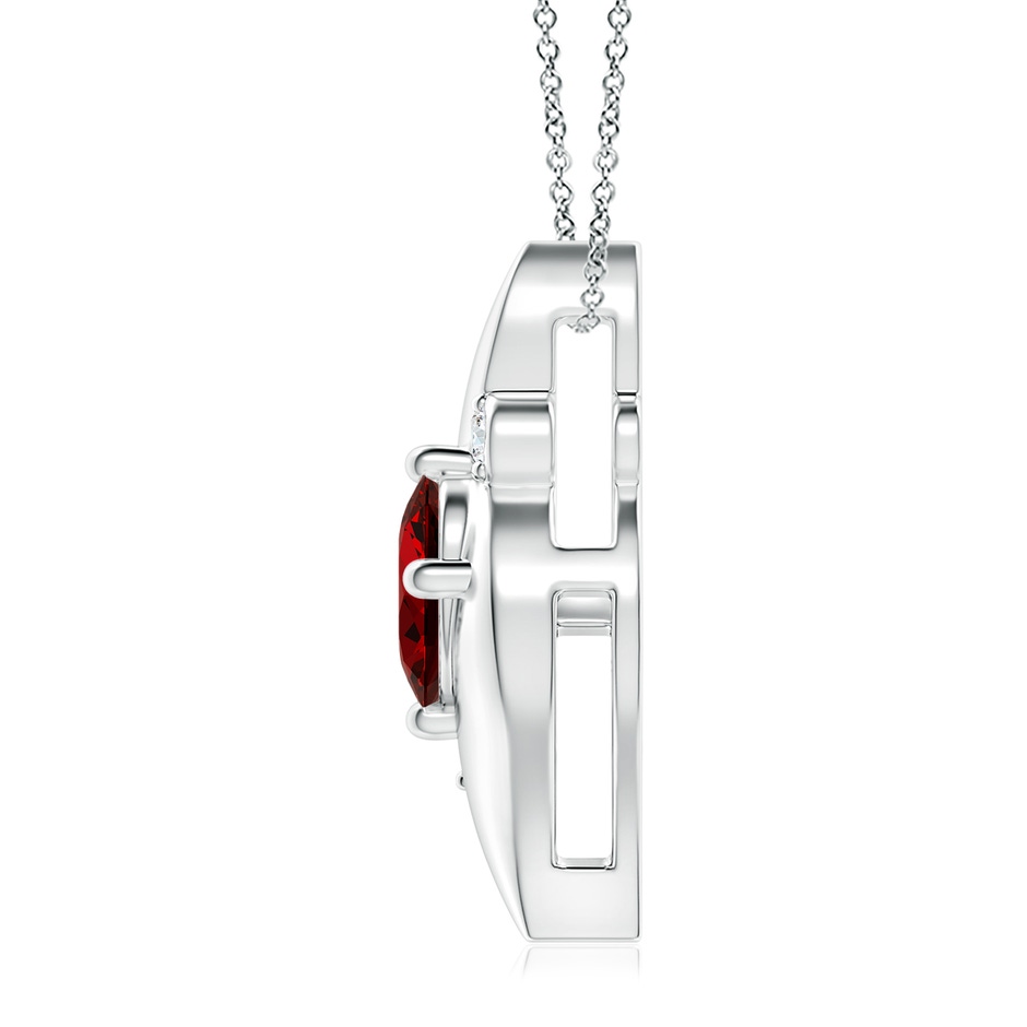 10x8mm Labgrown Lab-Grown Shell Style Oval Ruby and Lab Diamond Pendant in White Gold side 199