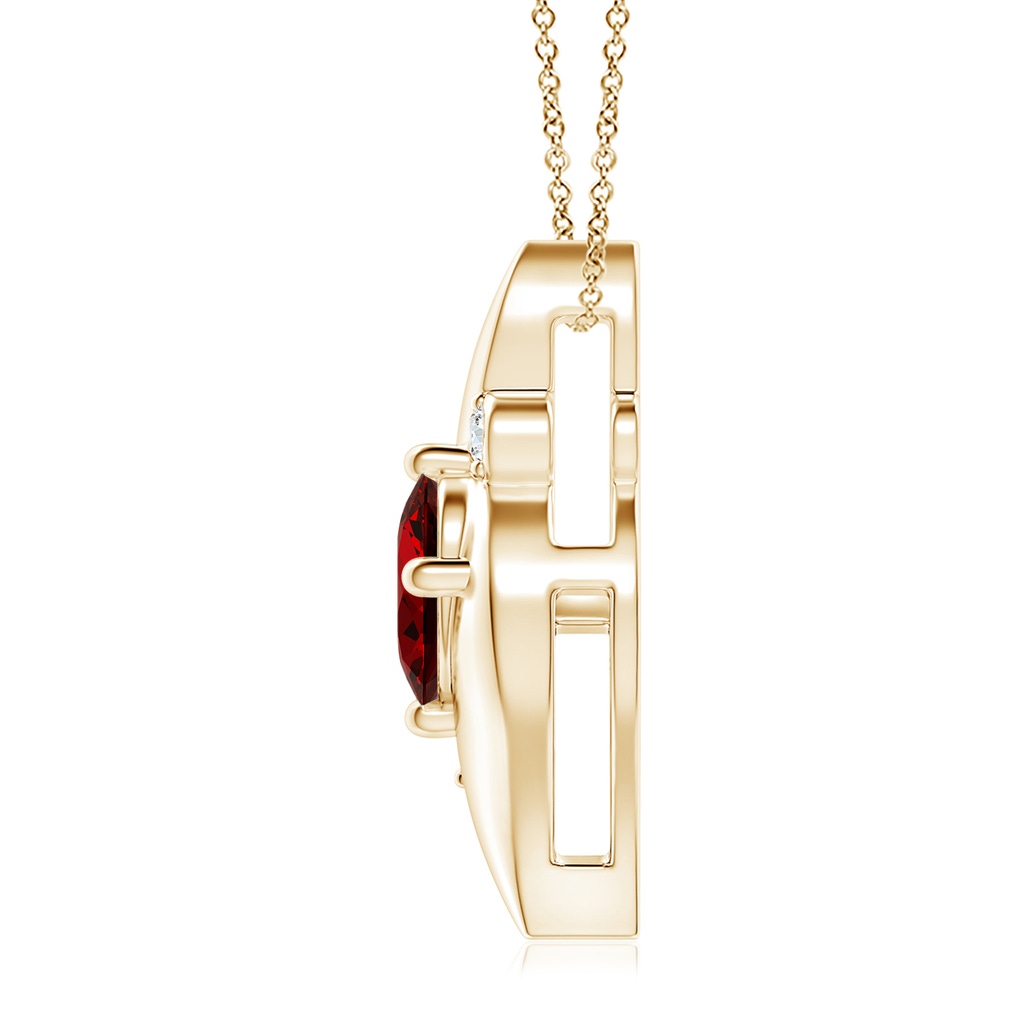 10x8mm Labgrown Lab-Grown Shell Style Oval Ruby and Lab Diamond Pendant in Yellow Gold - side 199