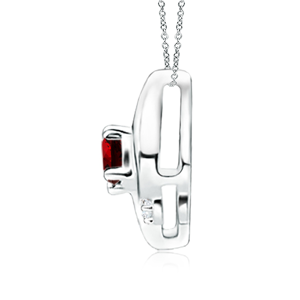 4x3mm Labgrown Lab-Grown Shell Style Oval Ruby and Diamond Pendant in P950 Platinum Side 199