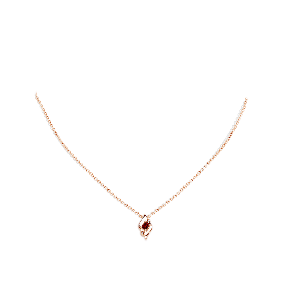4x3mm Labgrown Lab-Grown Shell Style Oval Ruby and Lab Diamond Pendant in Rose Gold pen