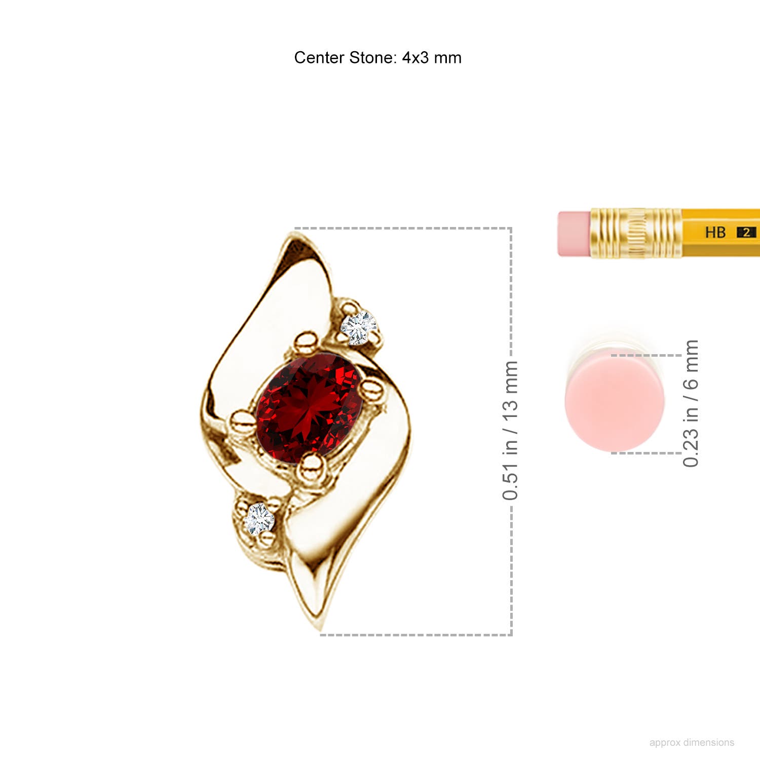 Premium - Lab-Grown Ruby / 0.21 CT / 14 KT Yellow Gold