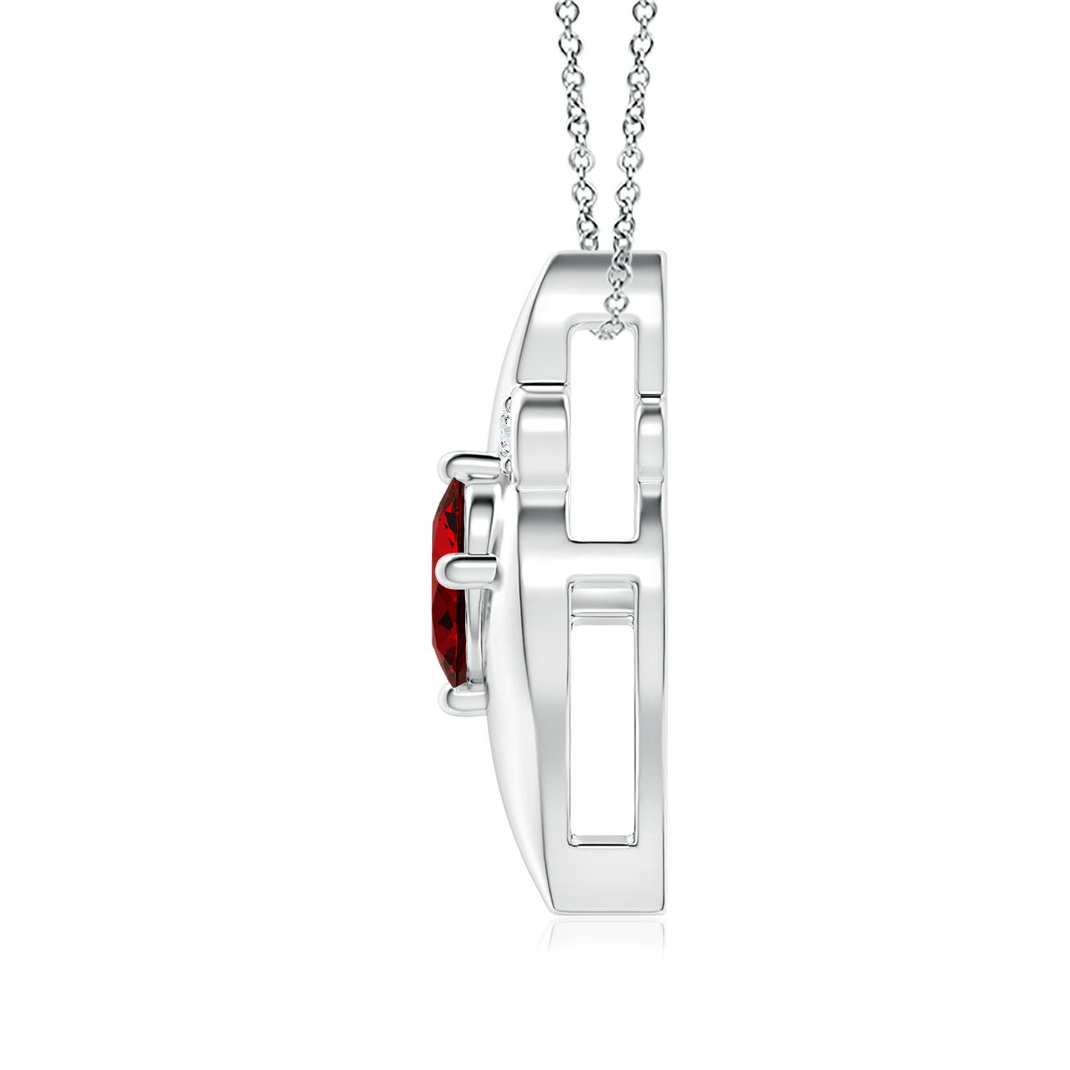 Lab-Grown Shell Style Oval Ruby and Lab Diamond Pendant | Angara