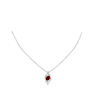 Lab-Grown Shell Style Oval Ruby and Lab Diamond Pendant | Angara