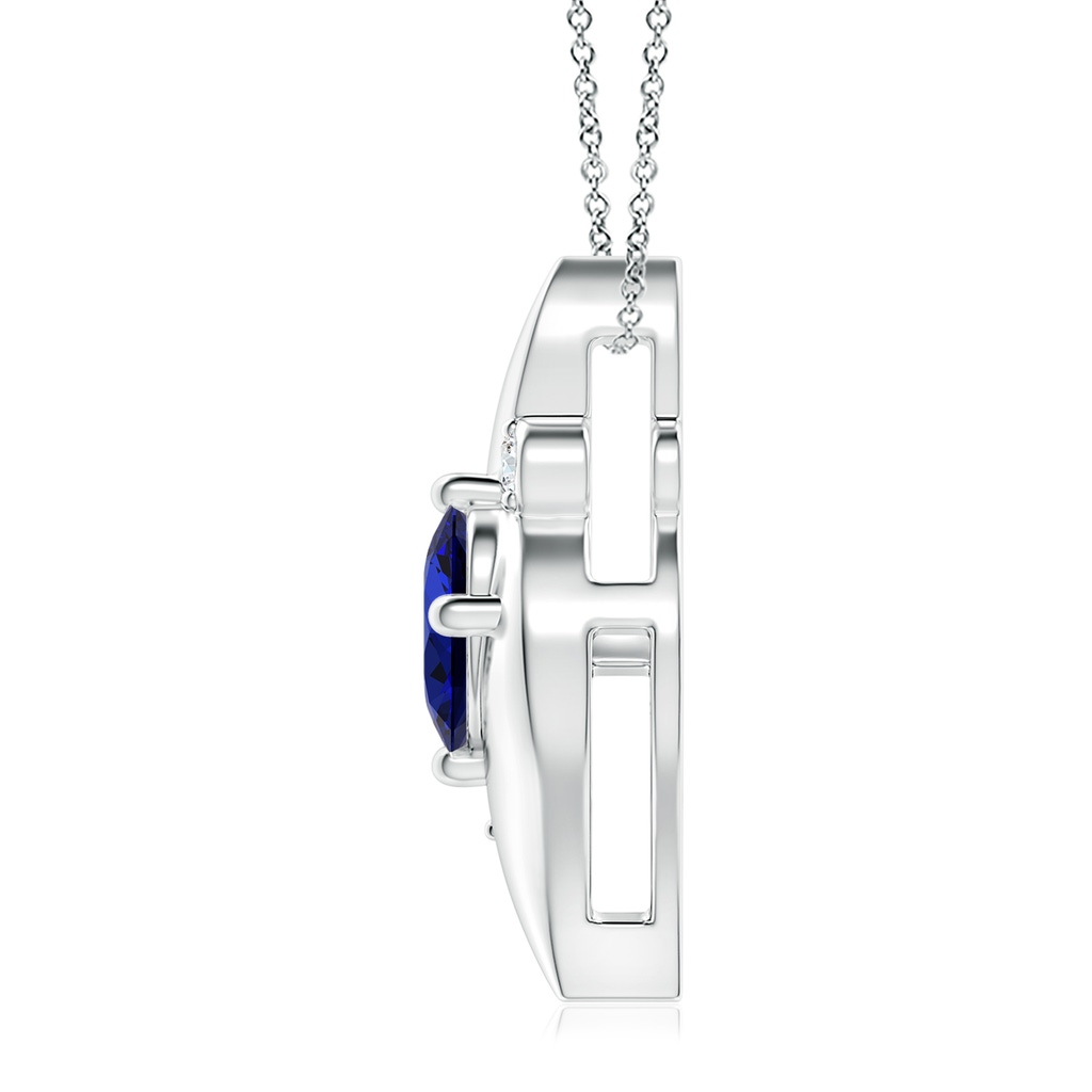 10x8mm Labgrown Lab-Grown Shell Style Oval Sapphire and Diamond Pendant in White Gold Side 199