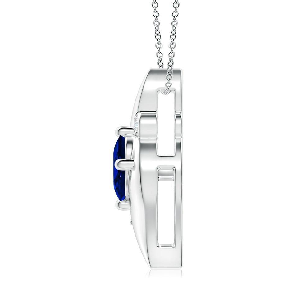 10x8mm Labgrown Lab-Grown Shell Style Oval Sapphire and Lab Diamond Pendant in White Gold side 199