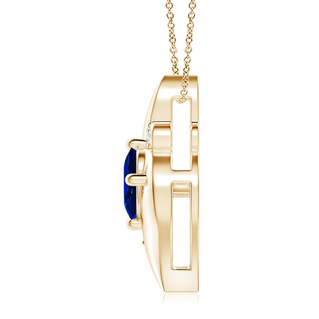 10x8mm Labgrown Lab-Grown Shell Style Oval Sapphire and Lab Diamond Pendant in Yellow Gold - side 199
