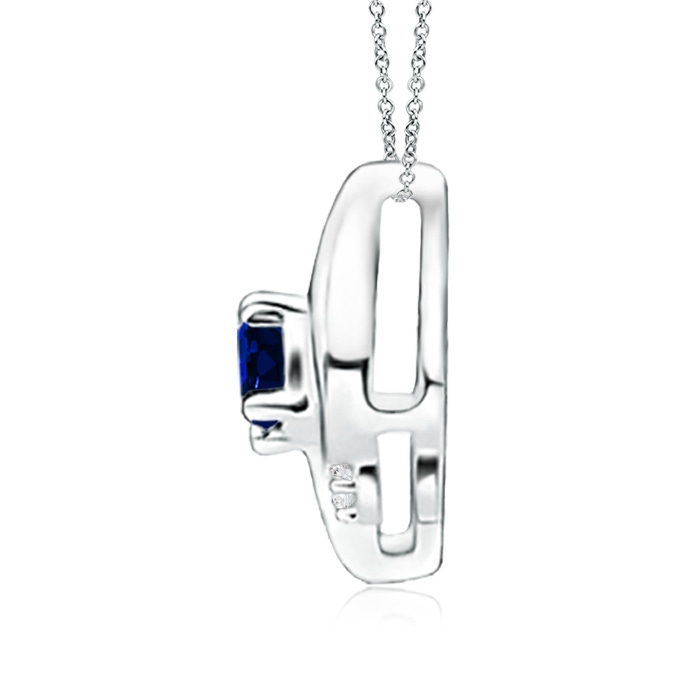 4x3mm Labgrown Lab-Grown Shell Style Oval Sapphire and Lab Diamond Pendant in White Gold side 199
