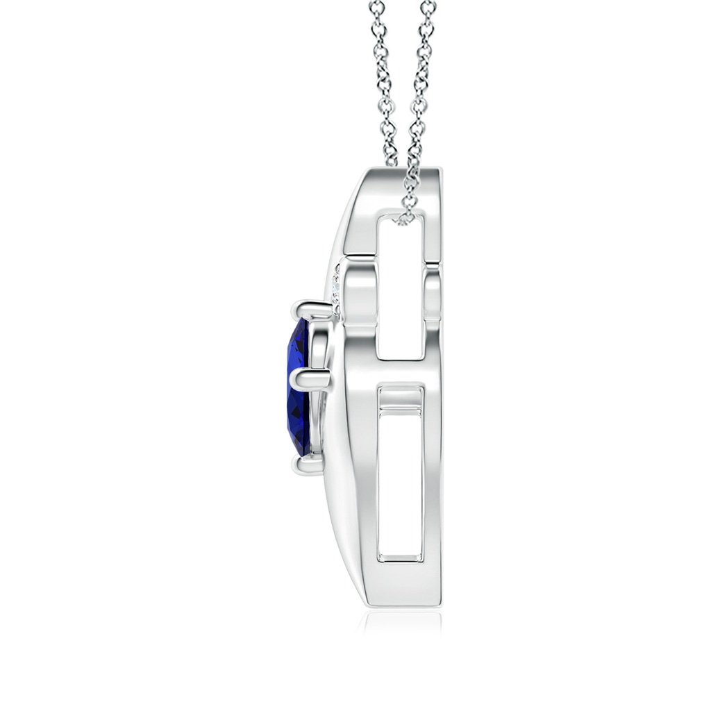 8x6mm Labgrown Lab-Grown Shell Style Oval Sapphire and Diamond Pendant in White Gold Side 199