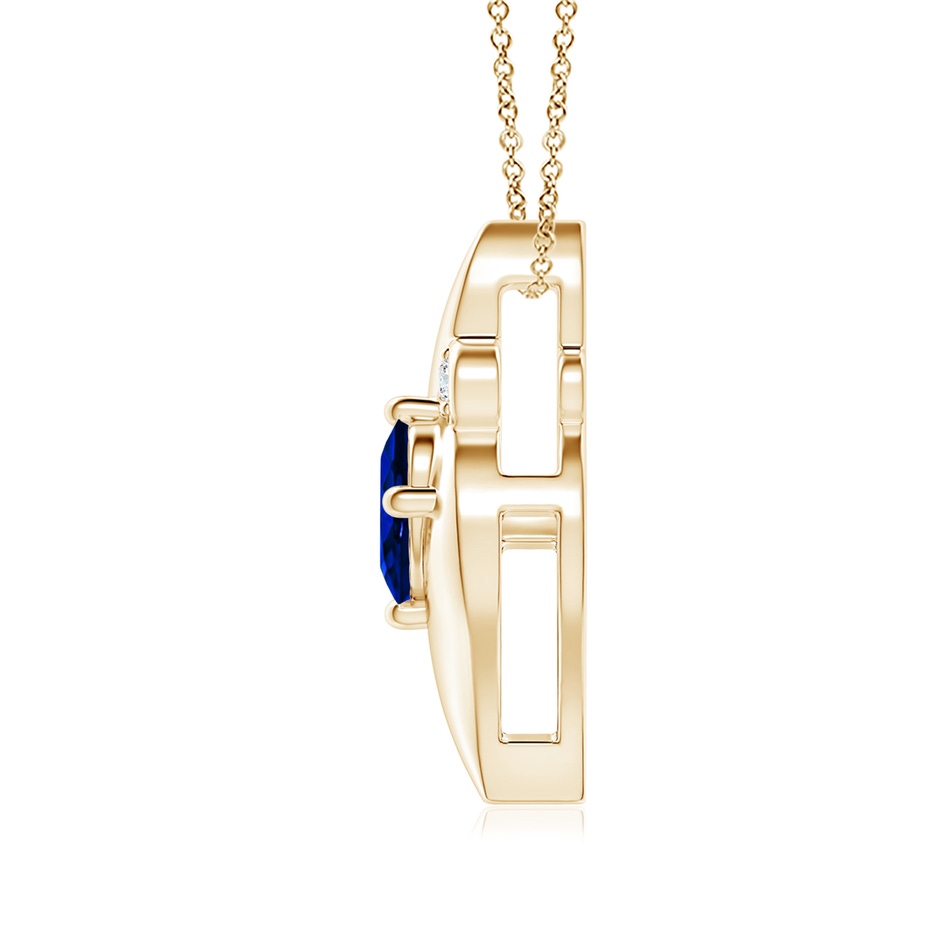 8x6mm Labgrown Lab-Grown Shell Style Oval Sapphire and Lab Diamond Pendant in Yellow Gold side 199