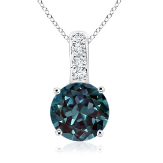 6mm Labgrown Solitaire Round Lab-Grown Alexandrite Pendant with Diamond Bale in P950 Platinum