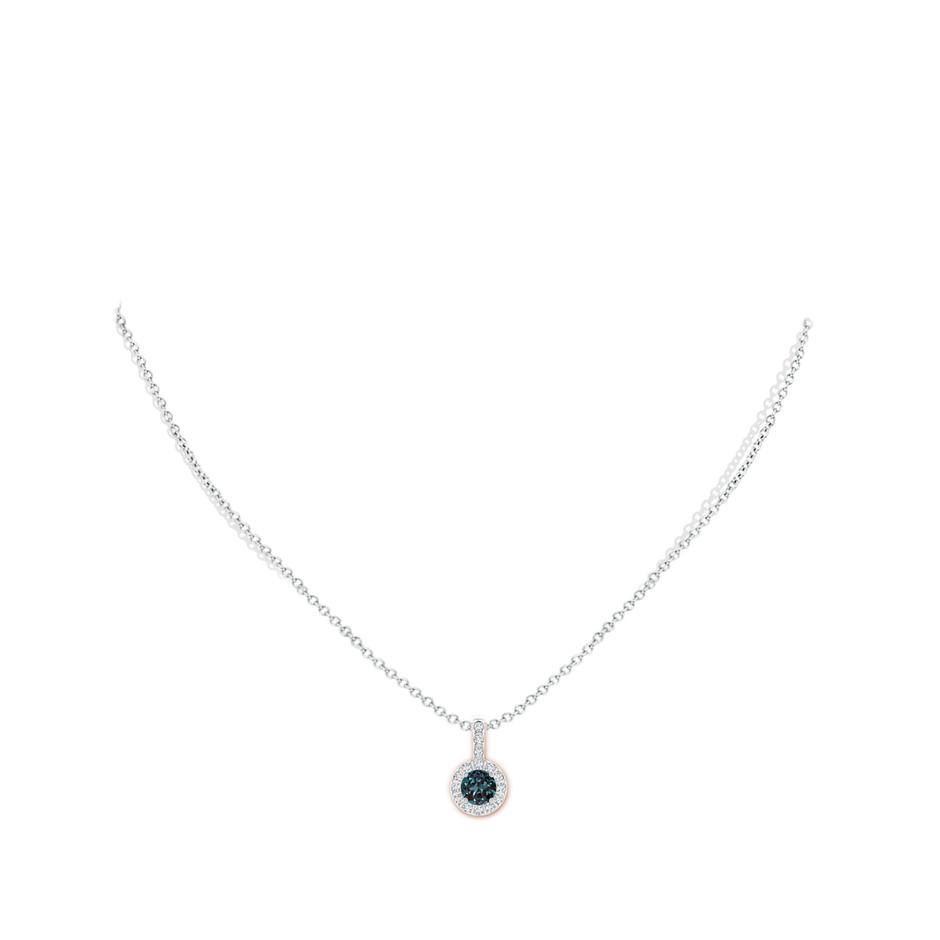 6mm Labgrown Lab-Grown Alexandrite Pendant with Bar-Set Diamond Halo in 18K White Gold pen