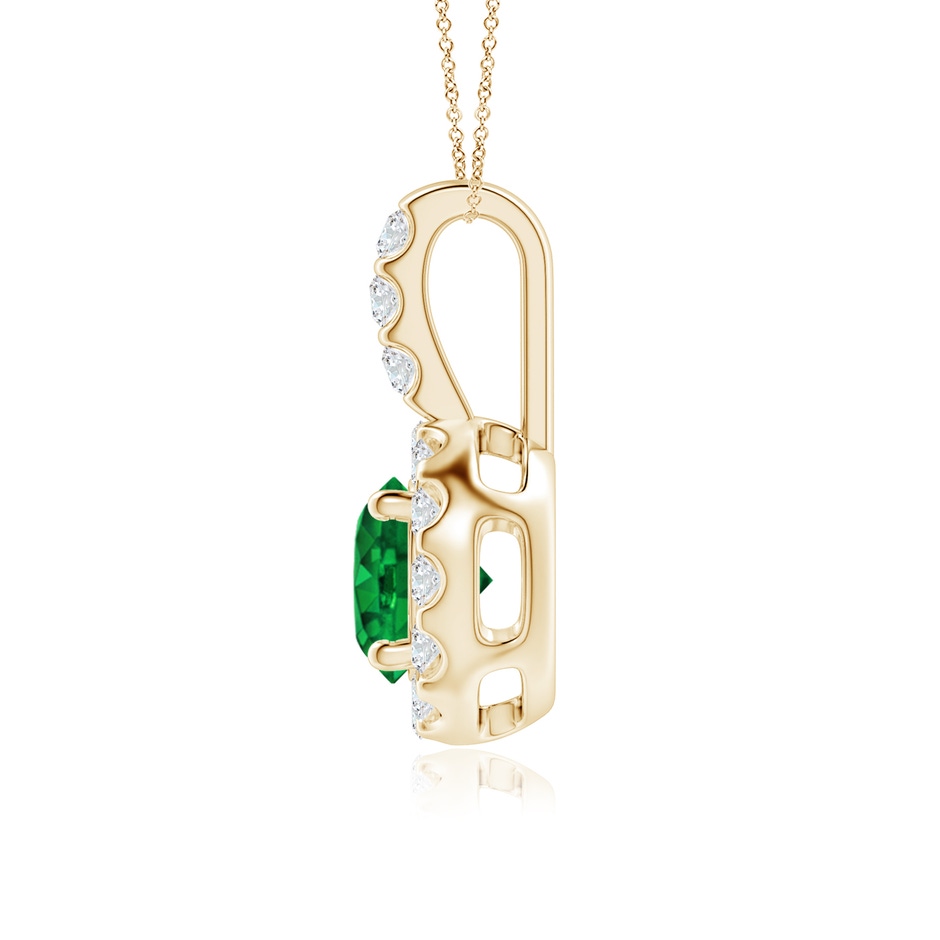 6mm Labgrown Lab-Grown-Emerald Pendant with Bar-Set Diamond Halo in Yellow Gold side 199