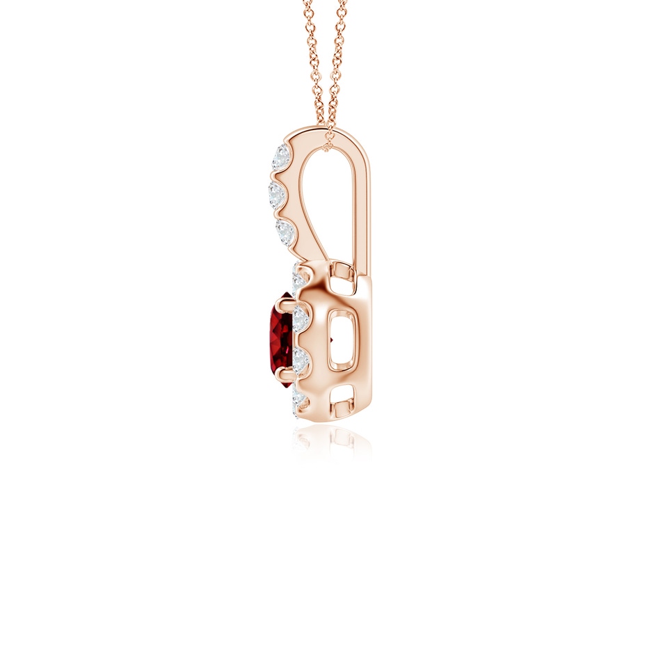 4mm Labgrown Lab-Grown Ruby Pendant with Bar-Set Diamond Halo in Rose Gold side 199