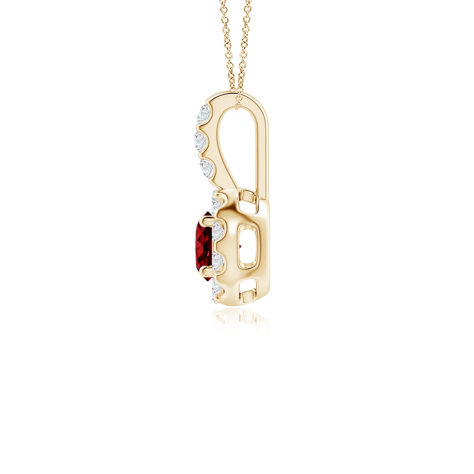 4mm Labgrown Lab-Grown Ruby Pendant with Bar-Set Diamond Halo in Yellow Gold side 199
