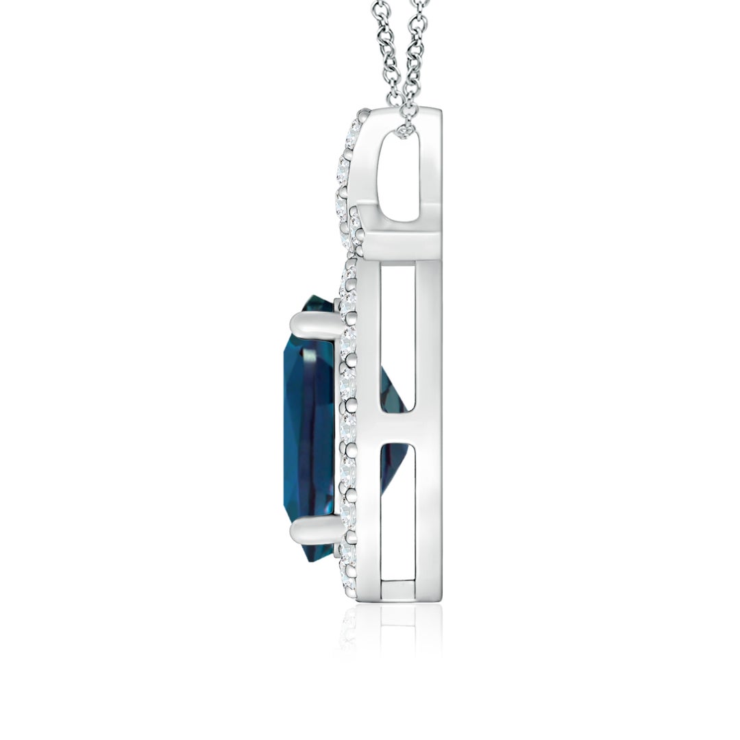 8x6mm Labgrown Vintage Style Lab-Grown Alexandrite Pendant with Diamond Halo in White Gold - side 3