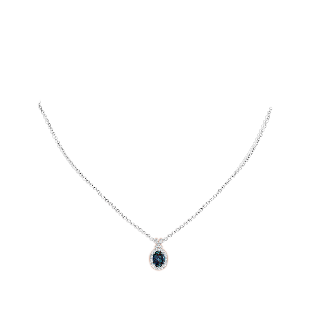 8x6mm Labgrown Vintage Style Lab-Grown Alexandrite Pendant with Diamond Halo in White Gold - body_neck