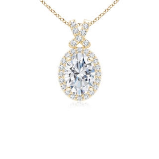 8x6mm FGVS Lab-Grown Vintage Style Diamond Pendant with Halo in 18K Yellow Gold