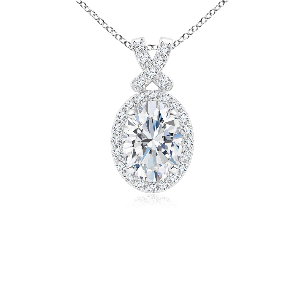 8x6mm FGVS Lab-Grown Vintage Style Diamond Pendant with Halo in White Gold