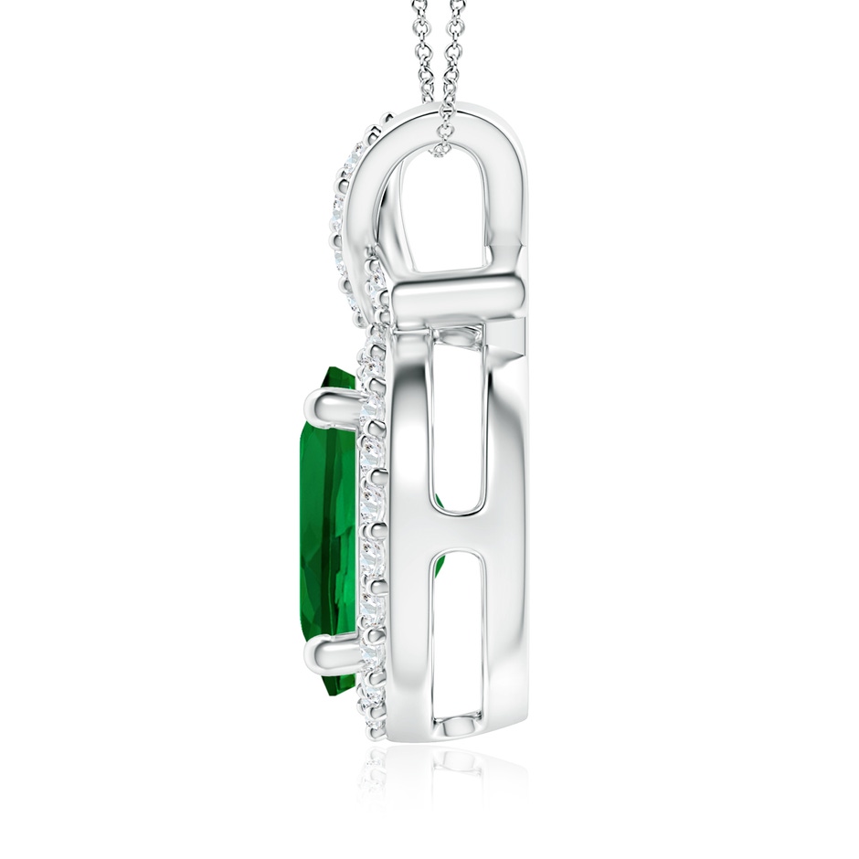 10x8mm Labgrown Lab-Grown Vintage Style Emerald Pendant with Lab Diamond Halo in P950 Platinum side 199