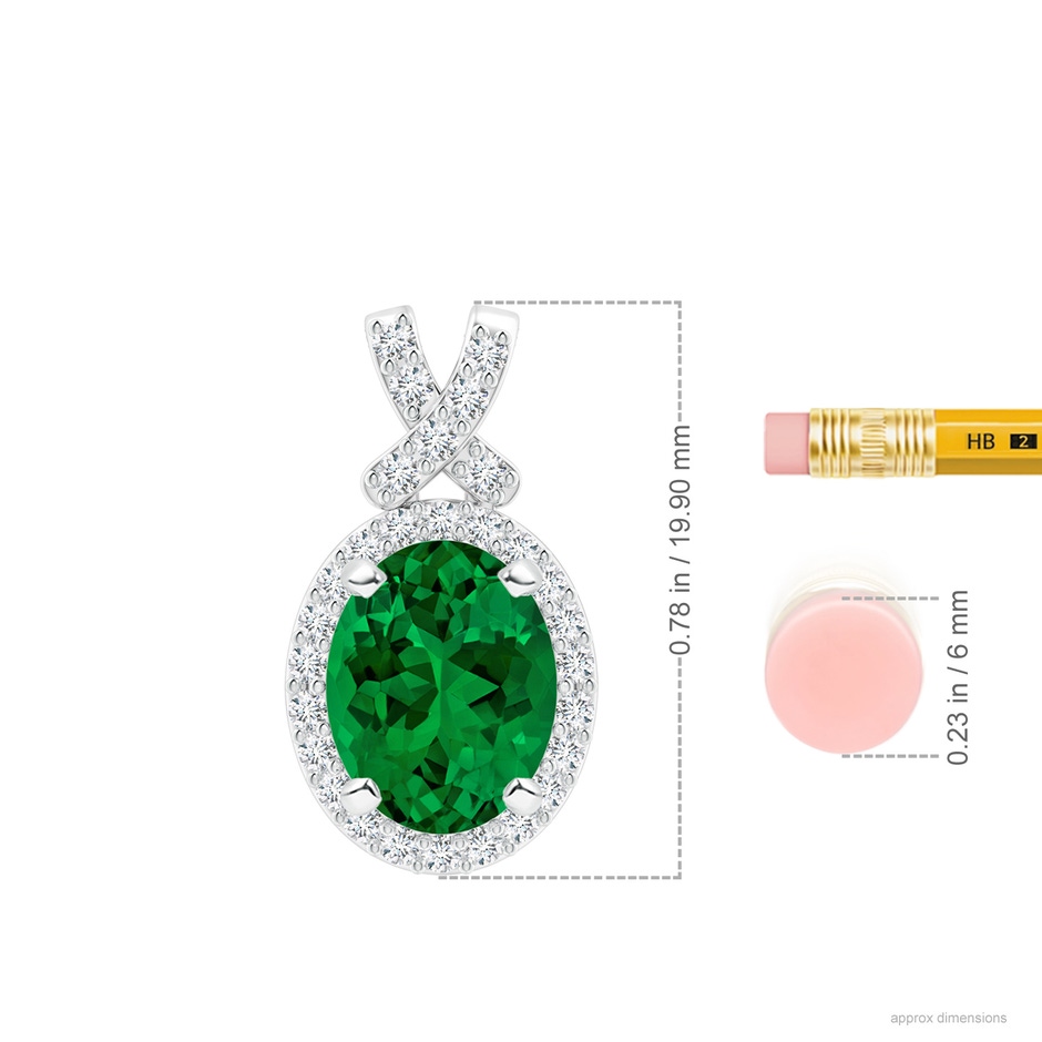 10x8mm Labgrown Lab-Grown Vintage Style Emerald Pendant with Lab Diamond Halo in P950 Platinum ruler