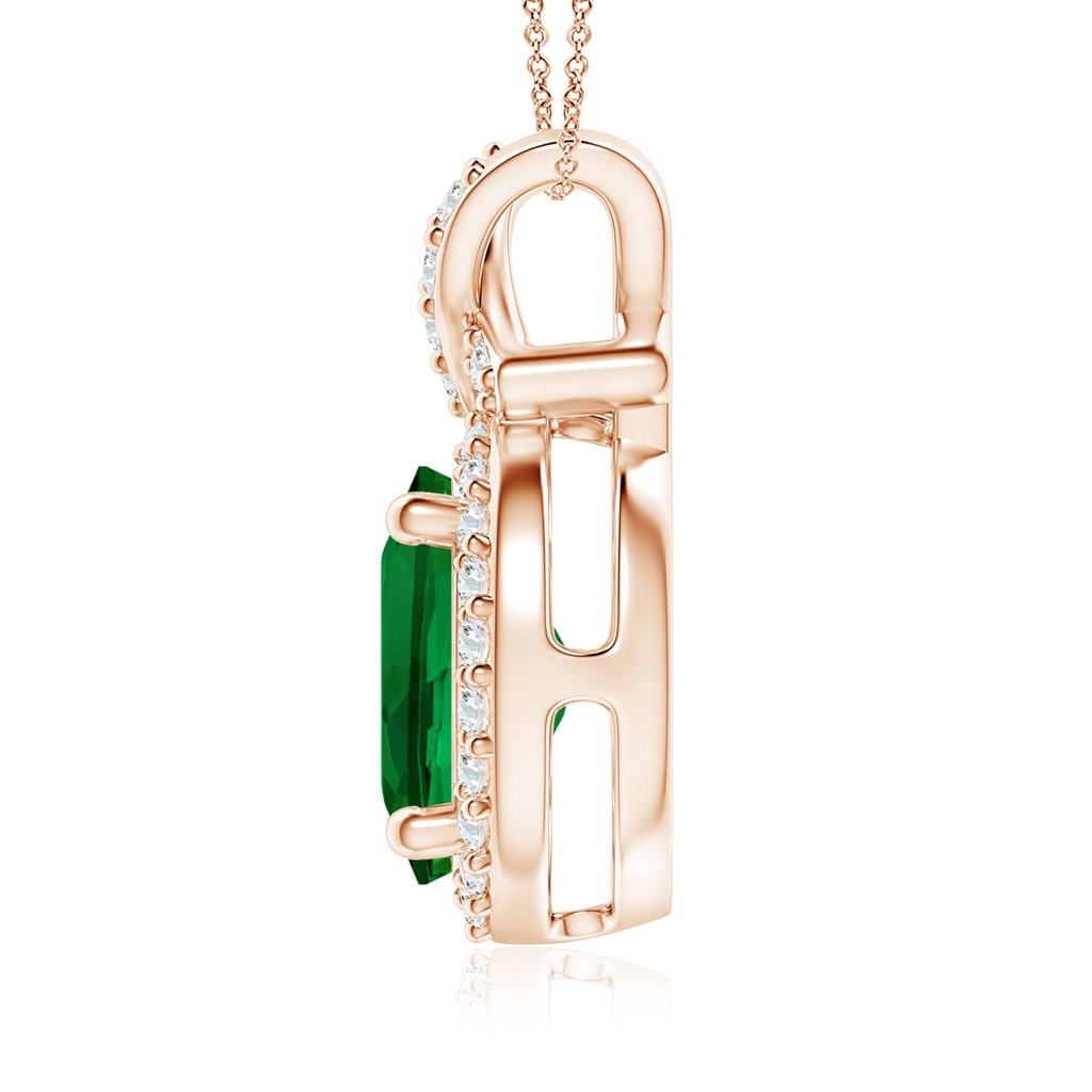 10x8mm Labgrown Lab-Grown Vintage Style Emerald Pendant with Lab Diamond Halo in Rose Gold - side 199