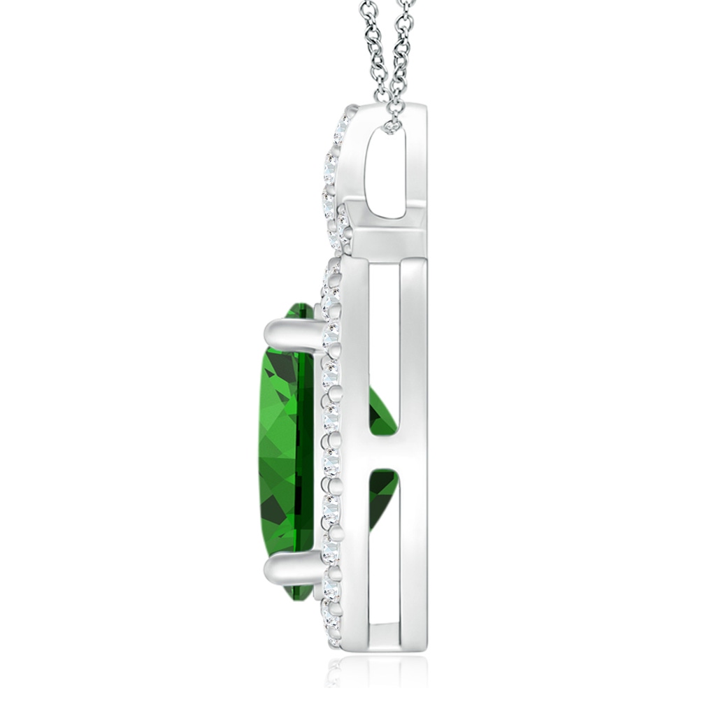 10x8mm Labgrown Lab-Grown Vintage Style Emerald Pendant with Diamond Halo in White Gold Side 199