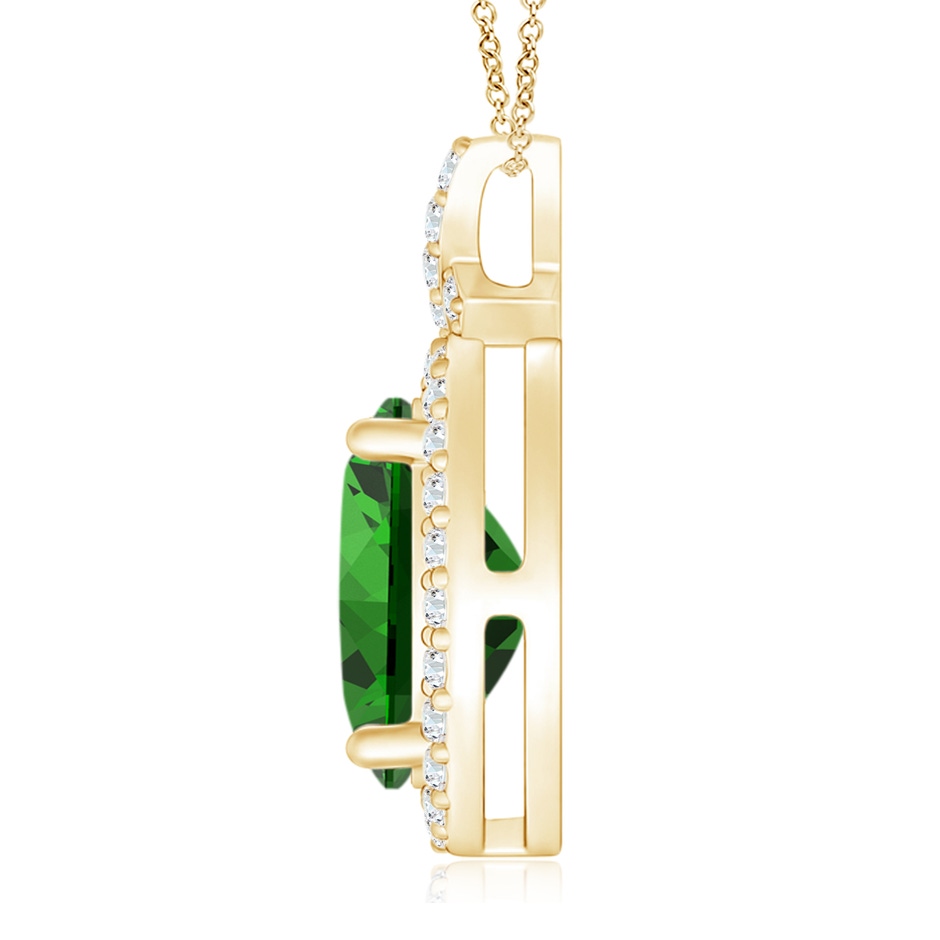 10x8mm Labgrown Lab-Grown Vintage Style Emerald Pendant with Lab Diamond Halo in Yellow Gold side 199