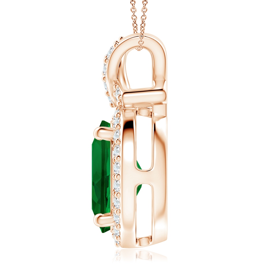 12x10mm Labgrown Lab-Grown Vintage Style Emerald Pendant with Lab Diamond Halo in Rose Gold side 199