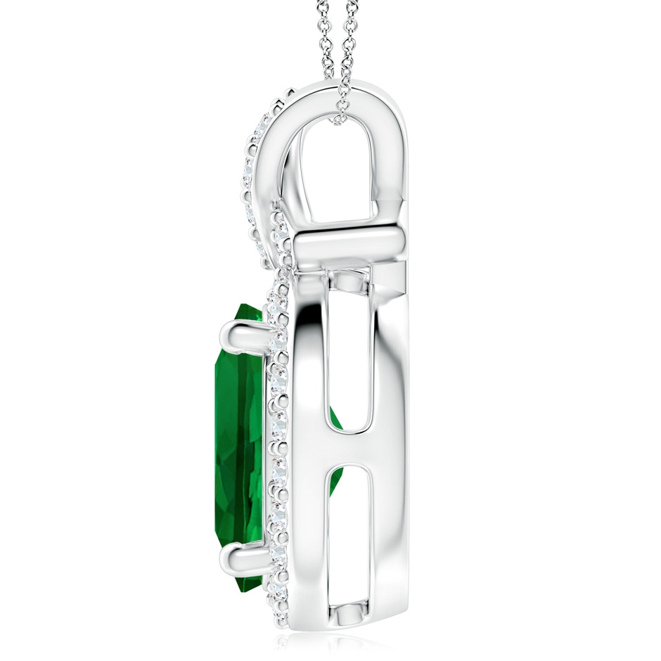 14x10mm Labgrown Lab-Grown Vintage Style Emerald Pendant with Lab Diamond Halo in P950 Platinum side 199